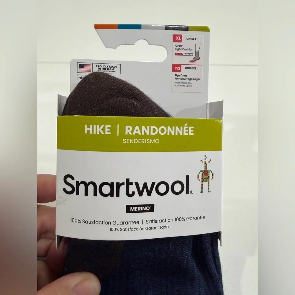 Smartwool Men's XL Hike Mountain Moose Crew Socks Navy NWT Light Cushion
